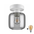 BRILAGI - LED-kattovalaisin RETRO GLASS 1xE27/60W/230V halkaisija 14 cm valkoinen/savunharmaa