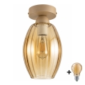BRILAGI - LED kattovalaisin RETRO GLASS 1xE27/60W/230V halkaisija 17 cm beige/savunbeige