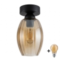BRILAGI - LED kattovalaisin RETRO GLASS 1xE27/60W/230V halkaisija 17 cm musta/savunbeige