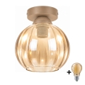 BRILAGI - LED-kattovalaisin RETRO GLASS 1xE27/60W/230V halkaisija 18 cm beige/savunbeige beige