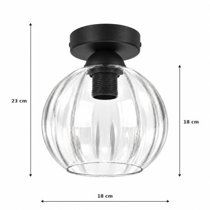 BRILAGI - LED-kattovalaisin RETRO GLASS 1xE27/60W/230V halkaisija 18 cm musta/läpinäkyvä
