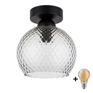 BRILAGI - LED Kattovalaisin RETRO GLASS 1xE27/60W/230V halkaisija 18 cm musta/savunharmaa