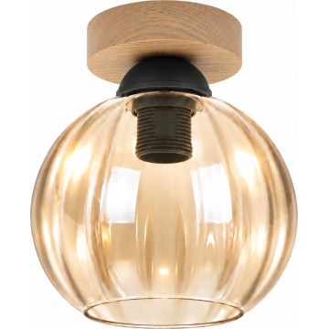 BRILAGI - LED Kattovalaisin RETRO GLASS 1xE27/60W/230V halkaisija 18 cm tammi/savunbeige