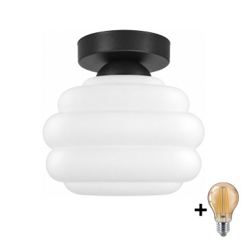 BRILAGI - LED kattovalaisin RETRO GLASS 1xE27/60W/230V halkaisija 20 cm musta/valkoinen