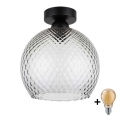 BRILAGI - LED-kattovalaisin RETRO GLASS 1xE27/60W/230V halkaisija 25 cm musta/savunharmaa