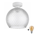 BRILAGI - LED-kattovalaisin RETRO GLASS 1xE27/60W/230V halkaisija 25 cm valkoinen/savunharmaa
