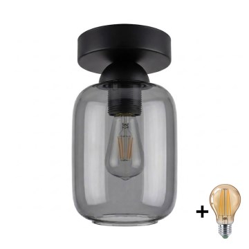 BRILAGI - LED-kattovalaisin RETRO GLASS 1xE27/60W/230V Ø 14 cm musta/savunharmaa