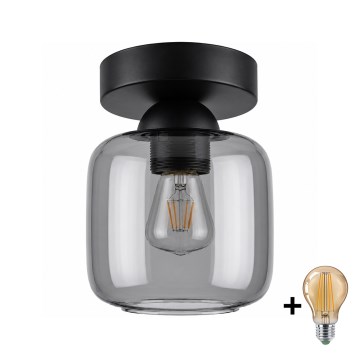 BRILAGI - LED-kattovalaisin RETRO GLASS 1xE27/60W/230V Ø 14 cm musta/savunharmaa