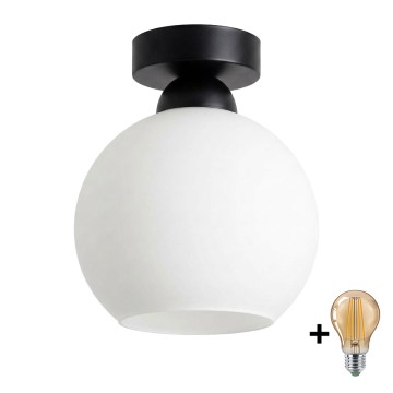 BRILAGI - LED Kattovalaisin RETRO GLASS 1xE27/60W/230V Ø 15 cm musta/valkoinen