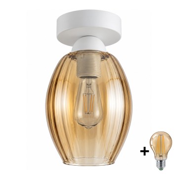 BRILAGI - LED-kattovalaisin RETRO GLASS 1xE27/60W/230V Ø 17 cm valkoinen/savunbeige