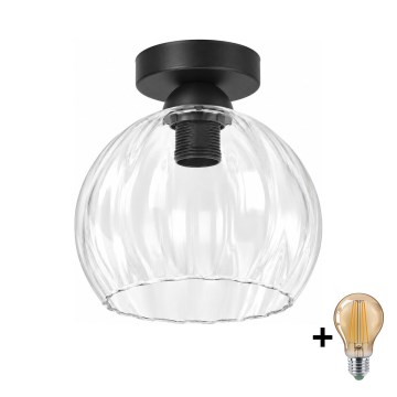 BRILAGI - LED-kattovalaisin RETRO GLASS 1xE27/60W/230V Ø 25 cm musta/kirkas
