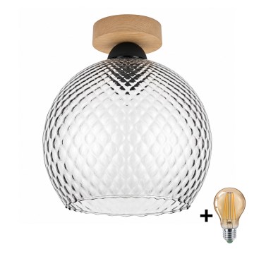 BRILAGI - LED kattovalaisin RETRO GLASS 1xE27/60W/230V Ø 25 cm tammi/savunharmaa