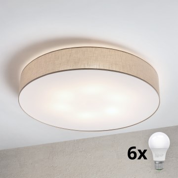 Brilagi - LED-kattovalaisin SIRIJA 6xE27/60W/230V Ø 80 cm beige