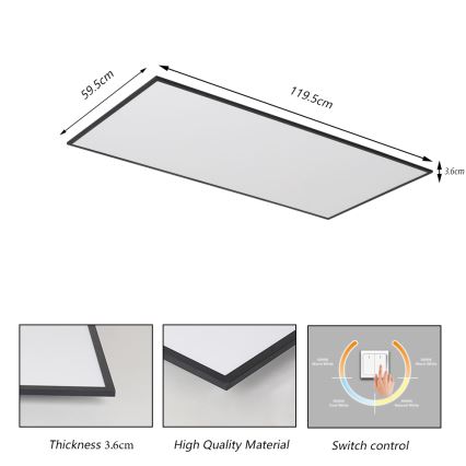 Brilagi - SLIMFRAME LED-kattovalaisin 80 W 230 V 120 x 60 cm 3000/4000/6000 K musta