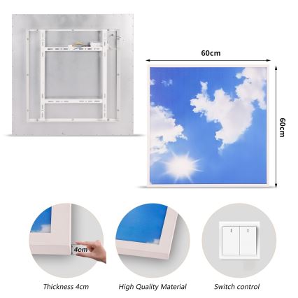 Brilagi - LED-kattovalaisin SLIMFRAME SKY LED/58W/230V 60x60 cm hopea/sininen