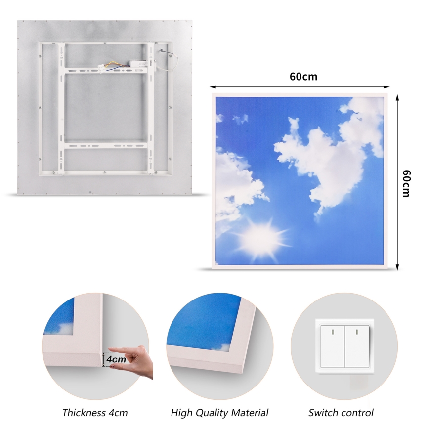 Brilagi - LED-kattovalaisin SLIMFRAME SKY LED/58W/230V 60x60 cm hopea/sininen