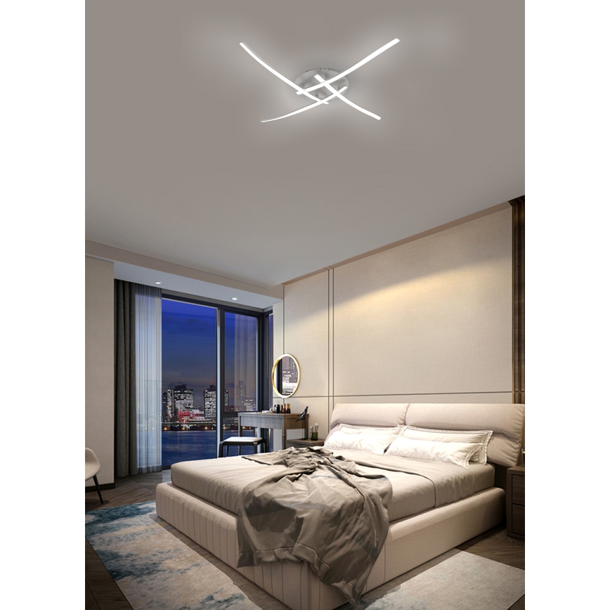 Brilagi - STRIPES LED - 32 W LED-kattovalaisin 230 V 60×60 cm, hopea