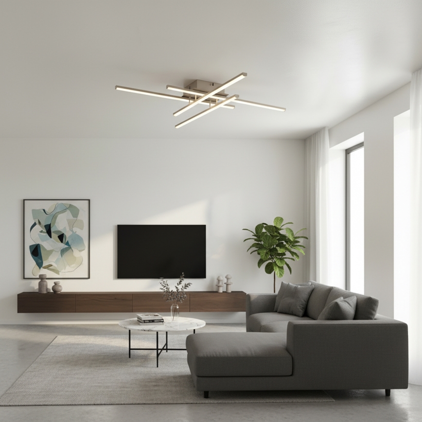 Brilagi - LED-kattovalaisin STRIPES LED/37W/230V 68x68 cm hopea