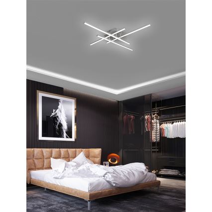 Brilagi - LED-kattovalaisin STRIPES LED/37W/230V 68x68 cm hopea
