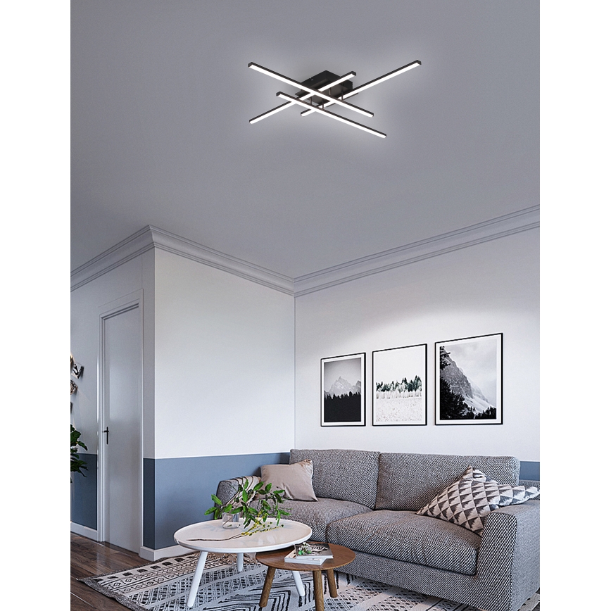 Brilagi - LED-kattovalaisin STRIPES LED/37W/230V 68x68 cm musta