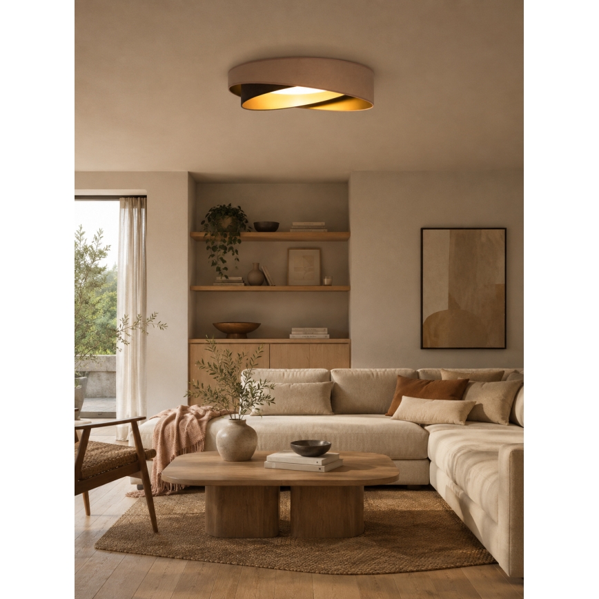 BRILAGI - LED-kattovalaisin VELVET TWIST LED/24W/230V 4000K halkaisija 55 cm beige/ruskea/kultainen