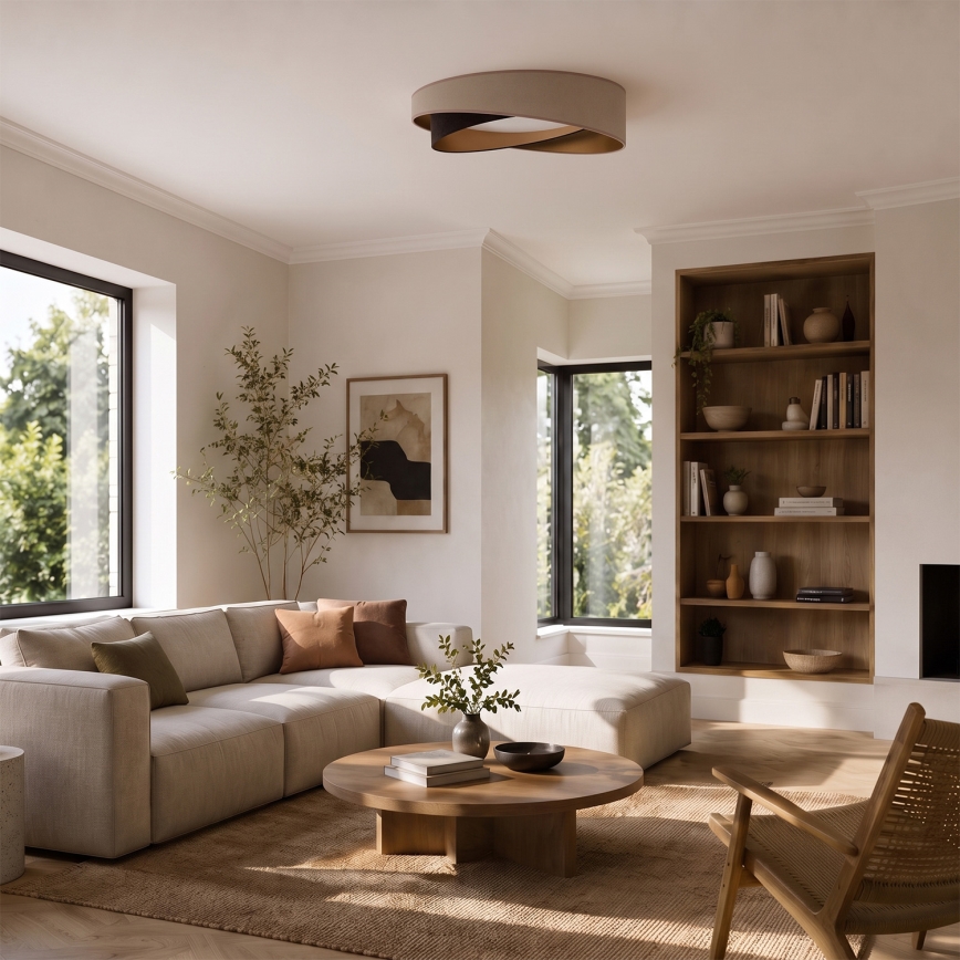 BRILAGI - LED-kattovalaisin VELVET TWIST LED/24W/230V 4000K halkaisija 55 cm beige/ruskea/kultainen