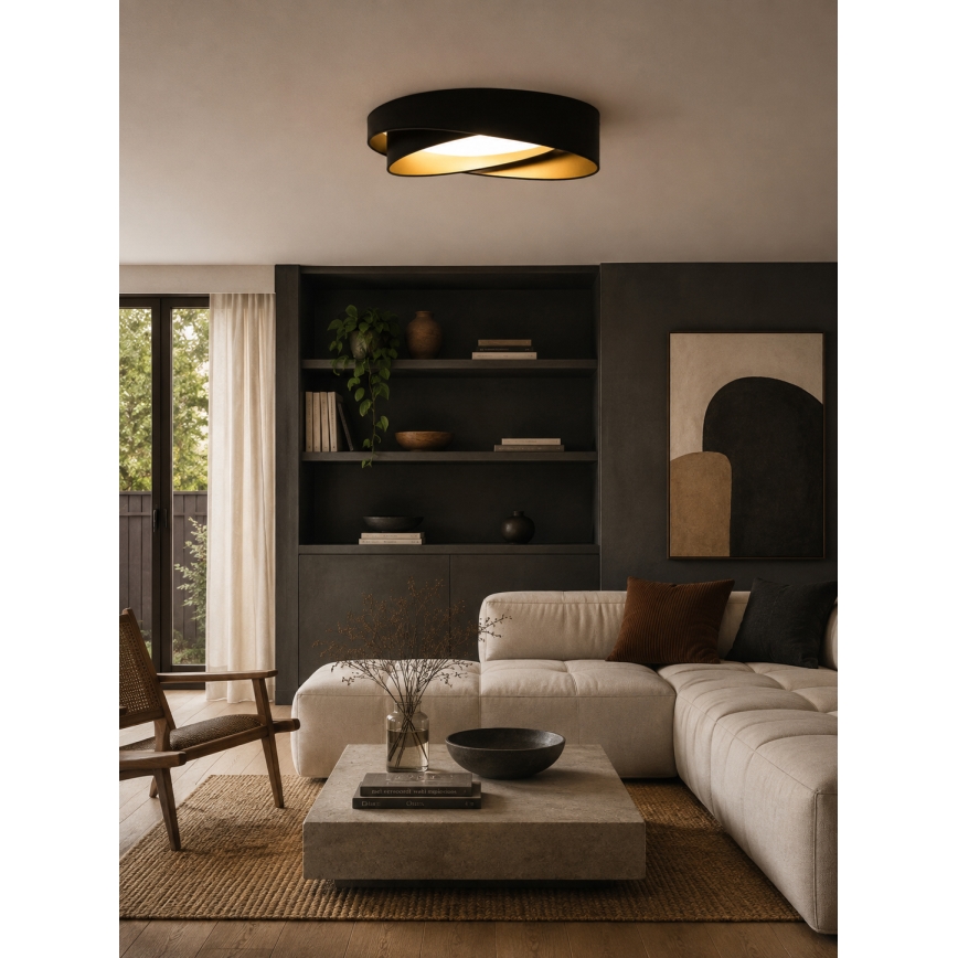 BRILAGI - LED-kattovalaisin VELVET TWIST LED/24W/230V 4000K halkaisija 55 cm musta/kulta