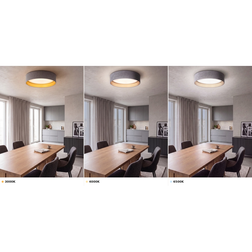 BRILAGI - LED-kattovalaisin VELVET VARI LED/24W/230V 3000/4000/6500K Ø 45 cm harmaa/kulta