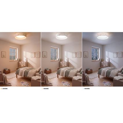 BRILAGI - LED Kattovalaisin VELVET VARI LED/24W/230V 3000/4000/6500K halkaisija 45 cm valkoinen/kukkakuvio