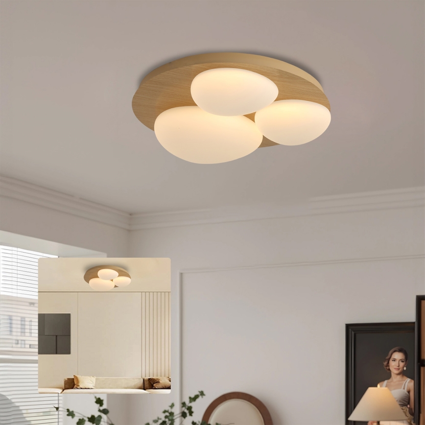 Brilagi - LED-kattovalaisin VISBY WOOD LED/36W/230V, halkaisija 50 cm, ruskea