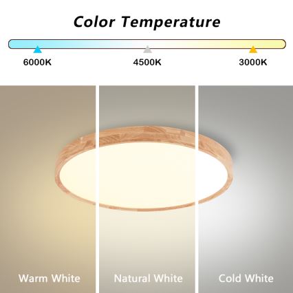 Brilagi - LED-kattovalaisin WOODROUND LED/30W/230V 3000/4000/6000K halkaisija 40 cm puinen Ra 90