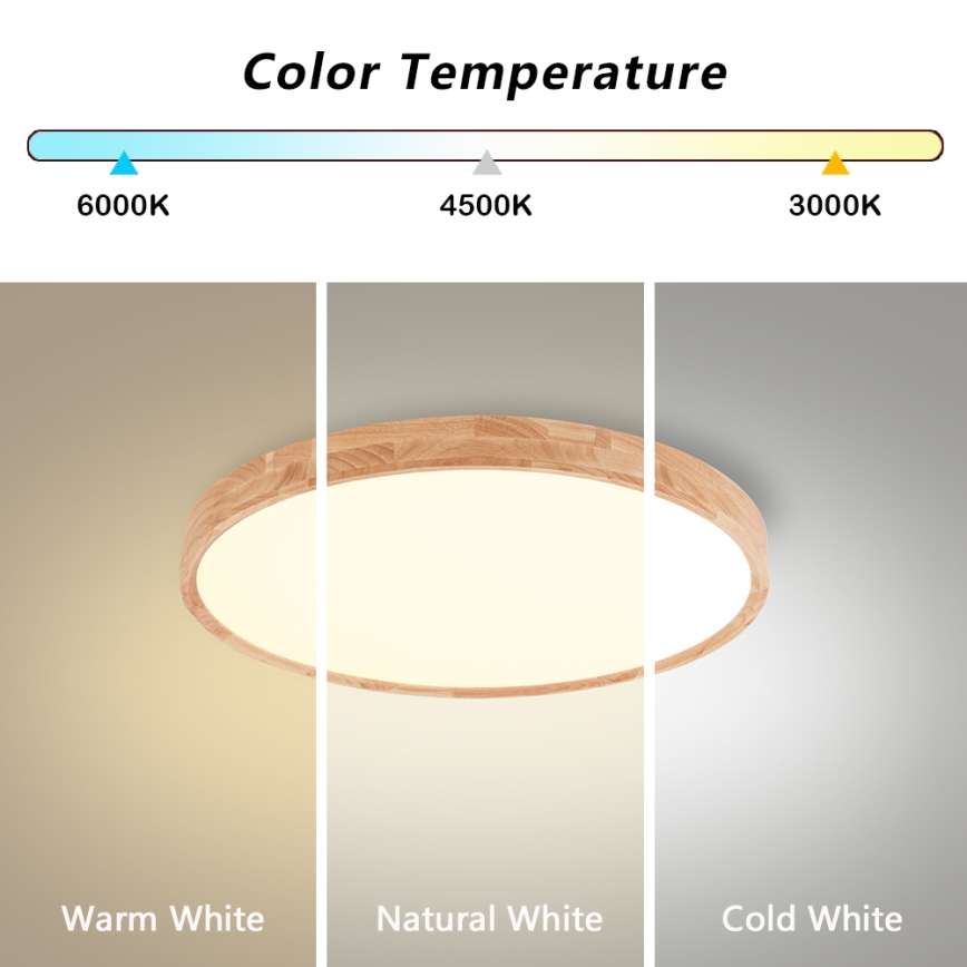 Brilagi - LED-kattovalaisin WOODROUND LED/30W/230V 3000/4000/6000K halkaisija 40 cm puinen Ra 90