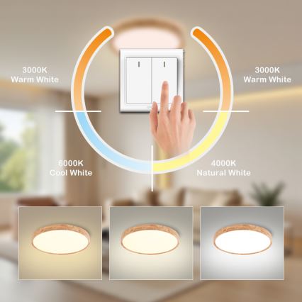 Brilagi - LED-kattovalaisin WOODROUND LED/30W/230V 3000/4000/6000K halkaisija 40 cm puinen Ra 90