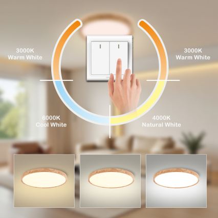 Brilagi - LED-kattovalaisin WOODROUND LED/40W/230V 3000/4000/6000K halkaisija 60 cm puinen CRI 90