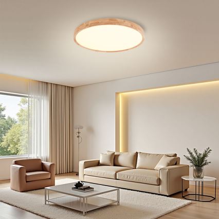 Brilagi - LED-kattovalaisin WOODROUND LED/40W/230V 3000/4000/6000K halkaisija 60 cm puinen CRI 90
