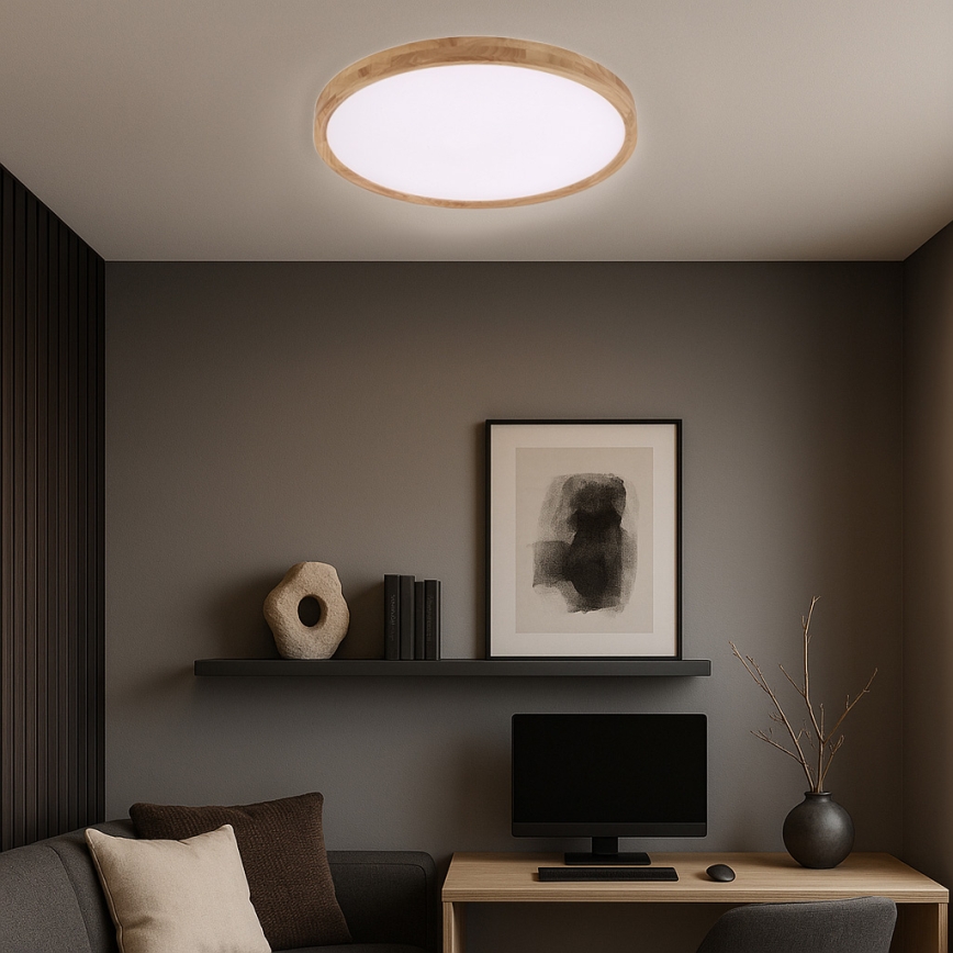 Brilagi - LED-kattovalaisin WOODROUND LED/40W/230V 3000/4000/6000K halkaisija 60 cm puinen CRI 90