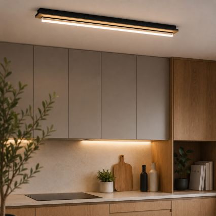 Brilagi - LED-kattovalaisin WOODY FLAT LED/25W/230V tammi/musta