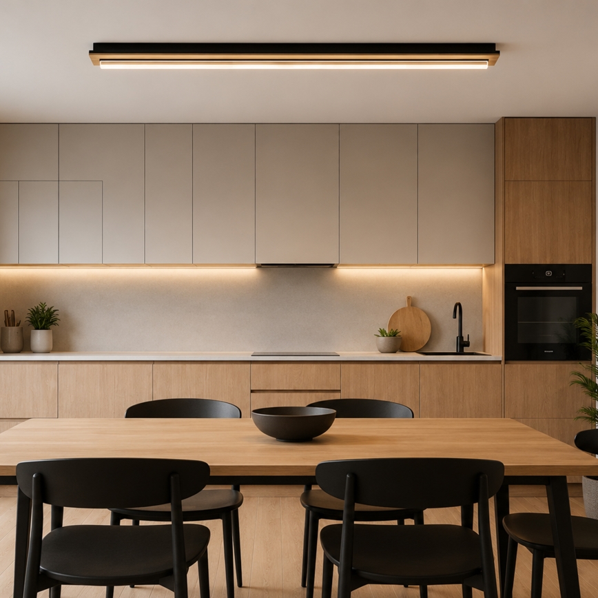 Brilagi - LED-kattovalaisin WOODY FLAT LED/25W/230V tammi/musta