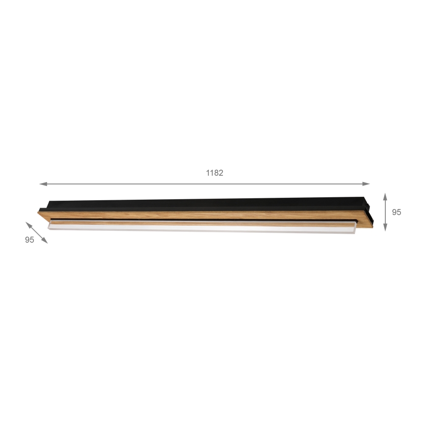 Brilagi - LED-kattovalaisin WOODY FLAT LED/25W/230V tammi/musta