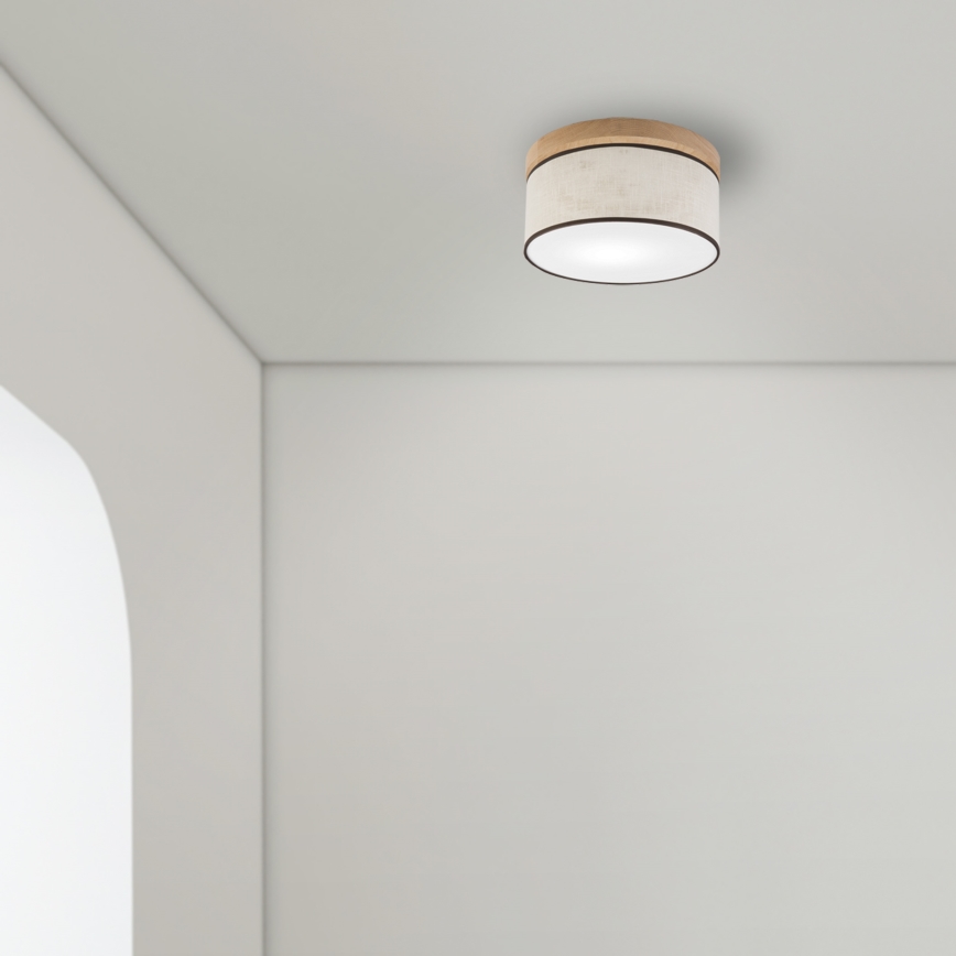 Brilagi - LED Kattovalo BELLADONNA 1xE27/15W/230V halkaisija 30 cm kerma/tammi