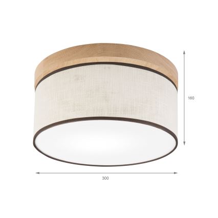 Brilagi - LED Kattovalo BELLADONNA 1xE27/15W/230V halkaisija 30 cm kerma/tammi