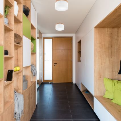 Brilagi - LED Kattovalo BELLADONNA 1xE27/15W/230V halkaisija 30 cm valkoinen/tammi