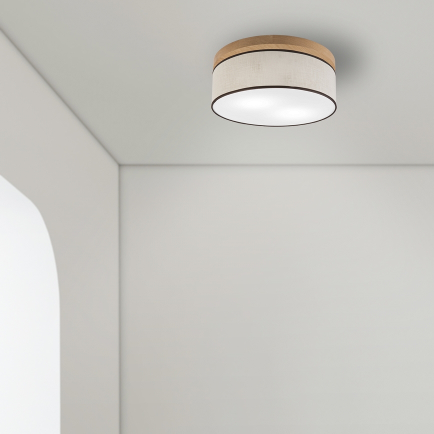 Brilagi - LED Kattovalo BELLADONNA 2xE27/15W/230V halkaisija 40 cm kerma/tammi