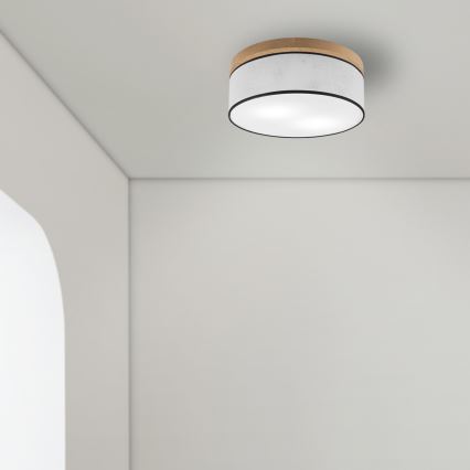 Brilagi - LED Kattovalo BELLADONNA 2xE27/15W/230V halkaisija 40 cm valkoinen/tammi