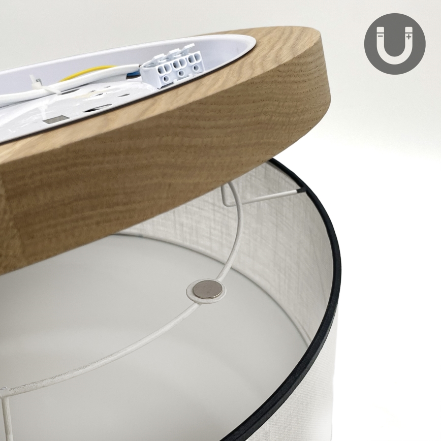 Brilagi - LED Kattovalo BELLADONNA 2xE27/15W/230V halkaisija 40 cm valkoinen/tammi