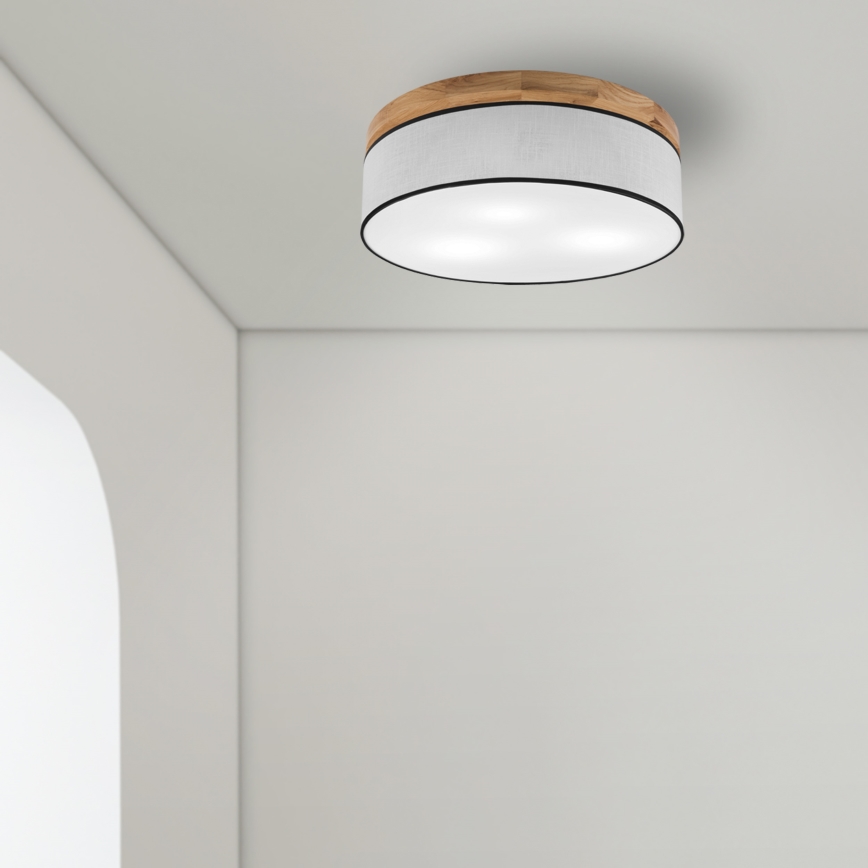 Brilagi - LED Kattovalo BELLADONNA 3xE27/15W/230V halkaisija 50 cm valkoinen/tammi