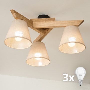Brilagi - LED  Kiinteä kattokruunu ANTHONY 3xE14/40W/230V tammi/beige