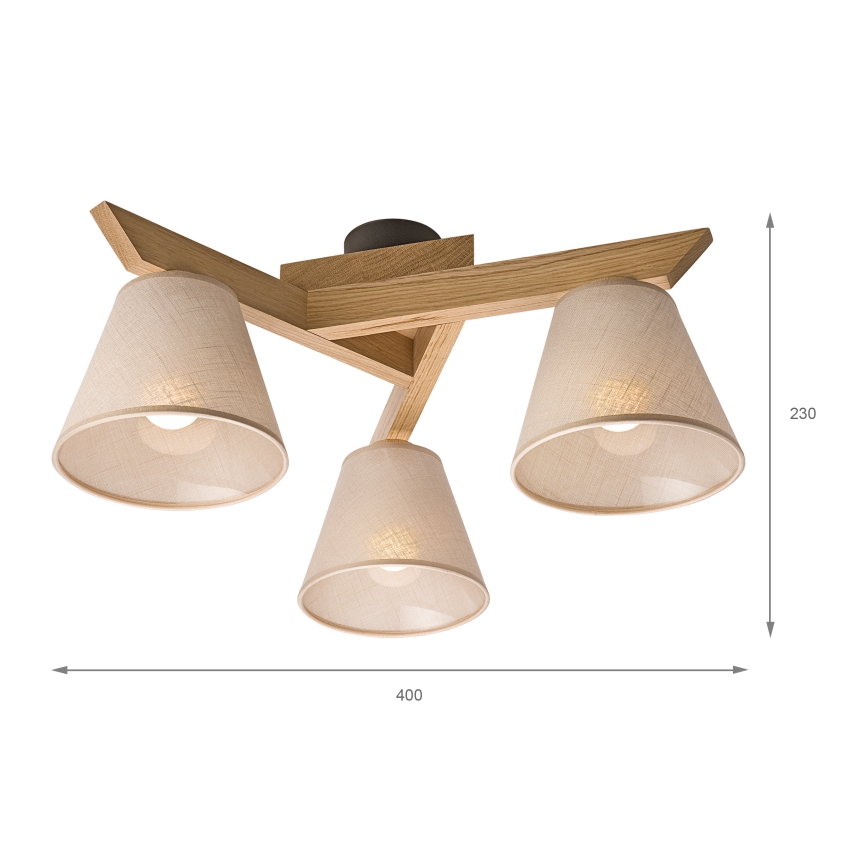Brilagi - LED  Kiinteä kattokruunu ANTHONY 3xE14/40W/230V tammi/beige