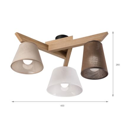 Brilagi - LED  Kiinteä kattokruunu ANTHONY 3xE14/40W/230V tammi