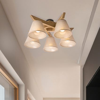 Brilagi - LED  Kiinteä kattokruunu ANTHONY 5xE14/40W/230V tammi/beige